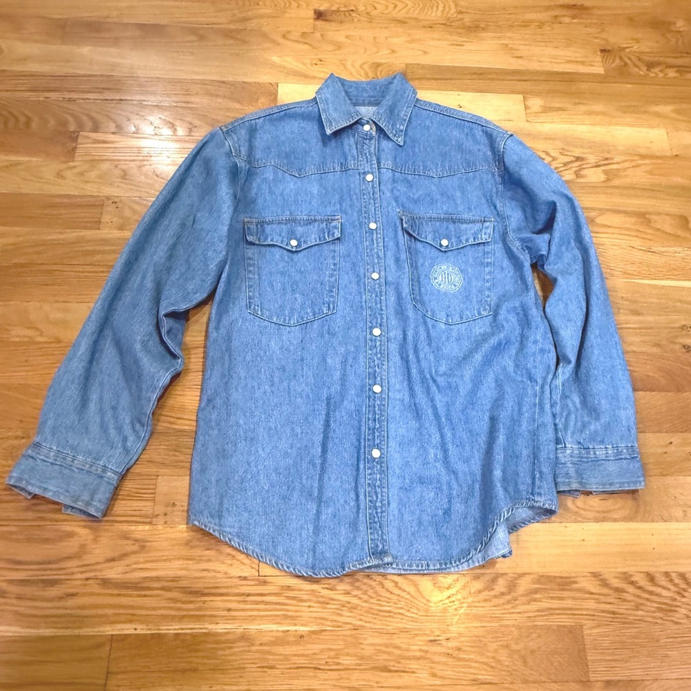 Vintage Harley‎ Davidson American Legend Denim Shirt Womens Small Western Snap